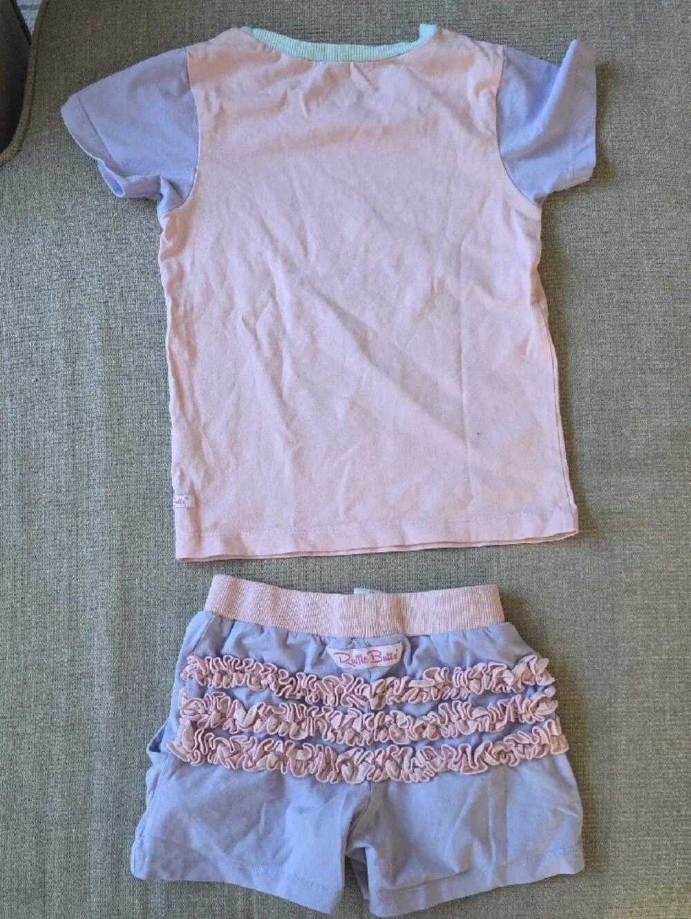 Ruffle Butts Girls Pink And Purple Color Block Short Sleeve & Shorts 4T